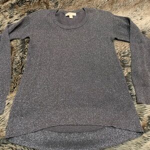 Michael Kors crewneck black with silver shimmer high low light sweater Size S